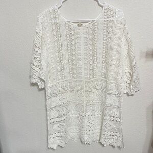 XCVI Ivory Crochet Lace Top